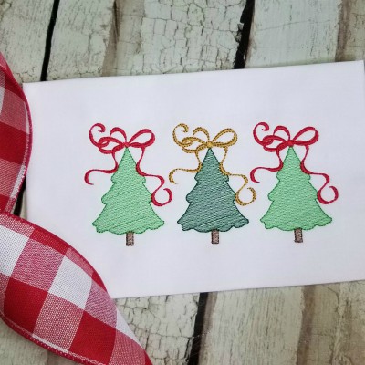 christmas tree trio embroidery design